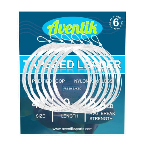 Aventik Pre-Tied Loop Fly Fishing Tapered Leader Line Trout Fly Fishing Leader Fly Line 7.5' 9.0' 12' 6/12 Pack Tensile Strength- Abrasion Resistance- Low Memory Freshwater Saltwater