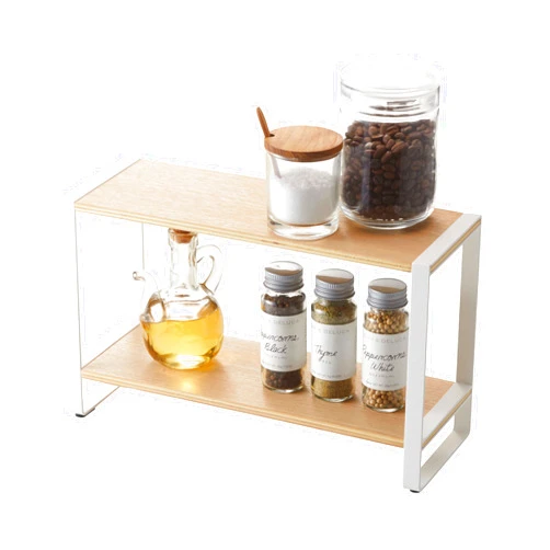 Yamazaki Home Tosca Kitchen Rack - Counter Storage Shelf Organizer - Steel + Wood