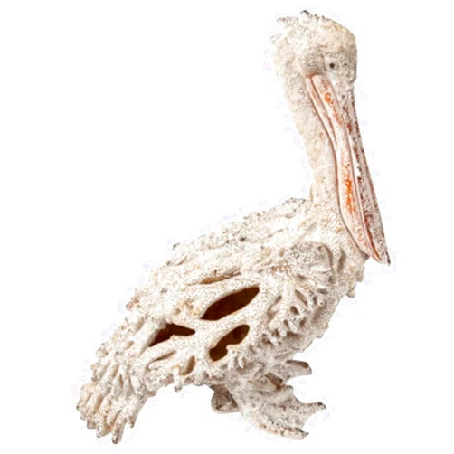 Corner Merchant Nautical Ocean Decor Coral Reef Pelican Beach Home Decor Coral Look Polystone Tabletop Collection (White Pelican Standing), 13 3/4 inches Tall