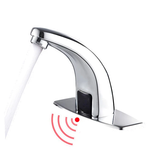 Gangang Touchless Bathroom Sink Faucet, Hands Free Automatic Motion Sensor Touchless Faucet with Hole Cover Plate for Commercial or Household, Chrome