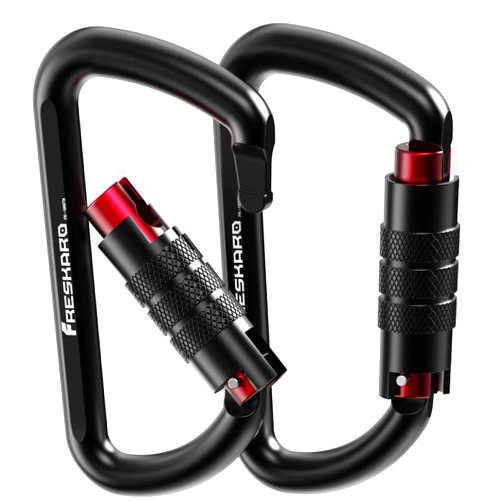 FresKaro 3inch Auto Locking Carabiner Clips, Solid D Shape, Heavy Duty Keychain Aluminum Carabiner-Holds a Maximum of 2698lbs, Lightweight 1.09oz, for Hammock, Hiking, Dog Leash, 4Colors for Selection