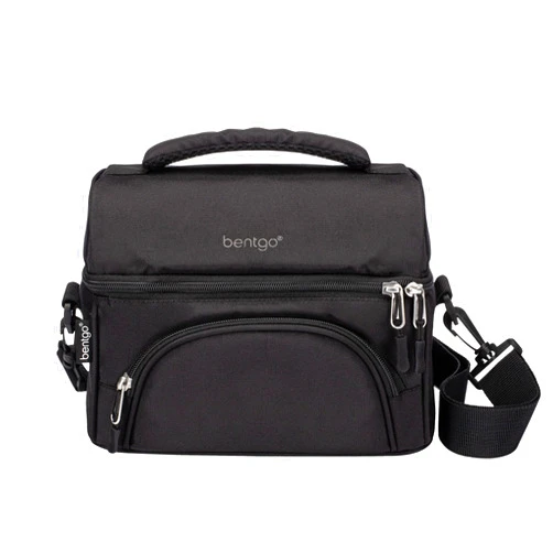Bentgo® Deluxe Lunch Bag - Durable and Insulated Lunch Tote with Zippered Outer Pocket, Internal Mesh Pocket, Padded & Adjustable Straps, & 2-Way Zippers - Fits Most Lunch Boxes (Carbon Black)
