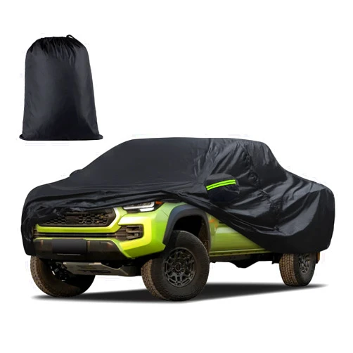 Migaven Car Cover Custom Fit for Toyota Tacoma 2005-2023, Waterproof All Weather for Automobiles Full Exterior Cover Rain Sun Snow Protector with Door Zipper Black
