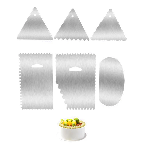 YQBOOM New 6pcs Cake Scraper 430 stainless Decorating Comb and Icing Smoother