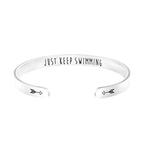 Enni of York Inspirational Bracelets for Women Mom Personalized Gift for Her Engraved Mantra Cuff Bangle Crown Birthday Jewelry