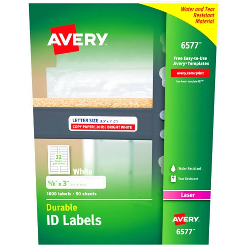 Avery Durable White Cover Up ID Labels for Laser Printers, 0.625