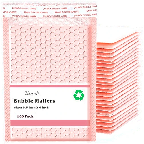 Ytaolis 100 Pcs Bubble Mailers Padded Envelopes,5 x 8 inch Pink Poly Bubble Mailers,Self Seal Shipping Bags,Bubble Shipping Envelopes,Waterproof Mailing Envelopes for Shipping,Packing,Small Business