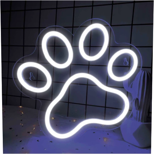 EXOOHOUO Dog Paw Print Neon Sign - Dimmer Blue Led Neon Signs for Wall Decor 9.8 X8.6 Inch, USB Powered Neon Lights for Bedroom, Children's Room, Birthday Gifts, Cute Decoration(White)