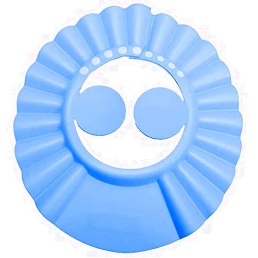 Kangwell Shower Cap Bathing Cap | with Earshield Soft Adjustable Visor Hat Safe Shampoo Shower Bathing Protection Bath Cap for Elderly, Pregnant and the Disable Patient (BLUE)