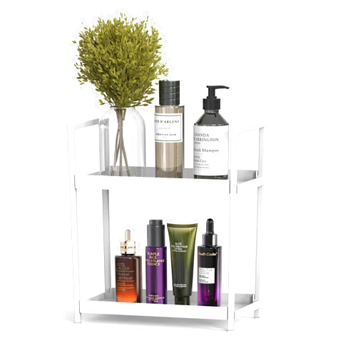 Oasiteege Bathroom Organizer Countertop, 2 Tier Counter Storage Shelf for Makeup Perfume Skincare Cosmetic Beauty Product, Small Vanity Countertop Tray Stand Rack Holder for Bathroom Sink Dresser, White
