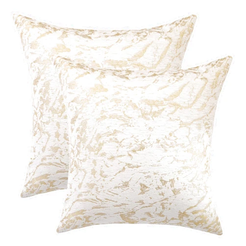 Holibeat Golden Chenille Throw Pillow Covers Office Home Decoration Pillow Cases 18 X 18 Inches Decorative Pillowshells (Pack of 2)