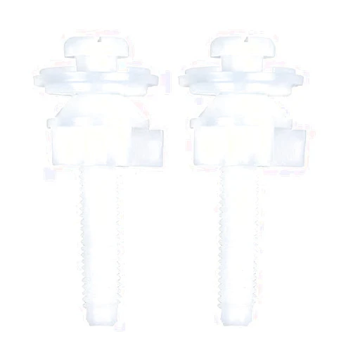 Lhmofei 2 Pack Universal Toilet Seat Screws Replacement Kit, Plastic Toilet Seat Bolts Toilet Seat Hinge Bolt Screws with Plastic Nuts and Washers Parts Kit for Fixing The Top Toilet Seat, White