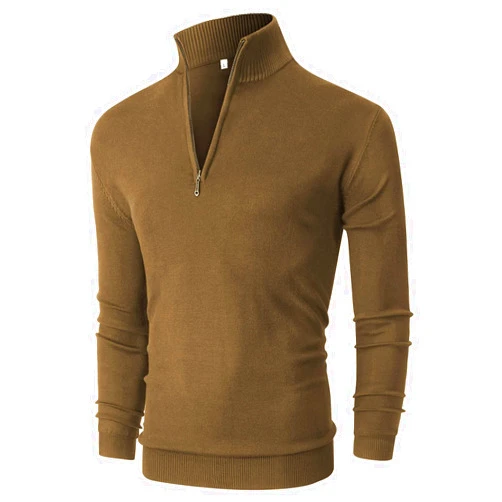 NITAGUT Mens Slim Fit Quarter Zip Mock Neck Polo Sweater Casual Long Sleeve Sweater and Turtleneck Pullover