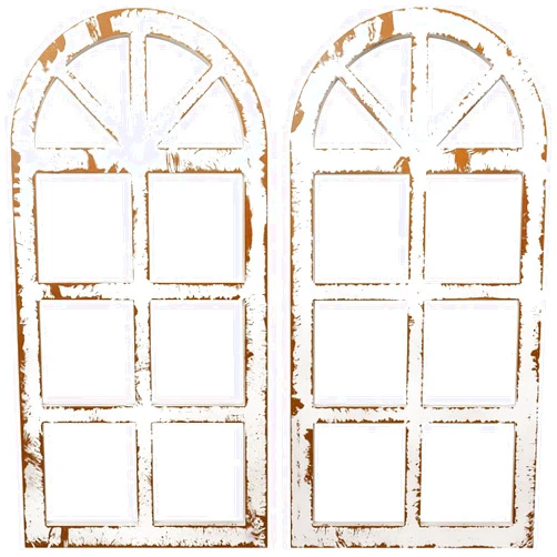 Trico-op Designs Distressed White Window Frame Wall Decor, Decorative Wooden Cathedral Arch, Farmhouse Wall Art Home Decoration, 31.5” x 15.75” (2 Pack)