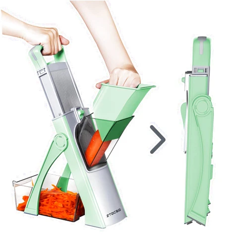 ZTQCSQ Upgraded Version All-in-1 Mandoline Slicer for Kitchen & Safe Vegetable Chopper & Adjustable Mandoline slicer.Detachable Blade, Cut Slicing, Strips, Shredding, Dicing, Chop, Kitchen Veggie Chopper