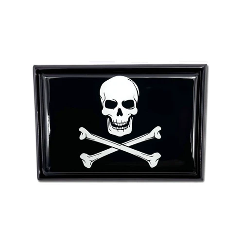 Elektroplate Exclusive Metalhead Collection Pirate Skull and Cross Bones Black Flag All Metal Emblem for Cars, Trucks, and All Auto | Universal Fit at 2.5