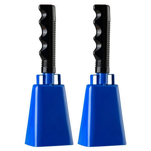 Ubblove Cowbells 2pcs,Steel Cow Bell 8 inch with Handle,Cheering Hand Bell for Sports Events,Football Games,Party,Farm,Hand Chimes Percussion Musical Instruments (8 inch, Blue)