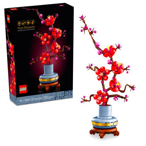 LEGO Icons Plum Blossom Flower Décor, Display, Zero Maintenance Plant Gift for Teens and Adults, Artificial Flower Home Décor, Office Décor, Botanical Collection Building Set, Relaxing Activity, 10369