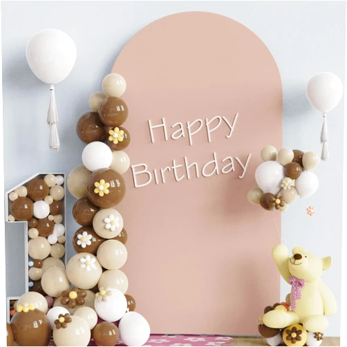 Fomcet 7.2FT Wedding Arch Cover Nude 2-Sided Spandex Fitted Fabric Arch Backdrop Cover Round Top Arch Cover Fabric for Birthday Party Baby Shower Wedding Arch Stand Decoration