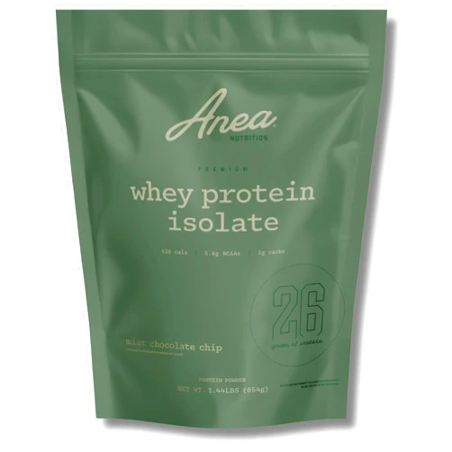 Anea Nutrition Anea Whey Protein Isolate - Mint Chocolate Chip | 26g Protein | 5.8g BCAAs | 2g Carbs| Complete Amino Acids | Gluten-Free, Soy-Free | Lean Muscle & Recovery | Made in GMP Facility