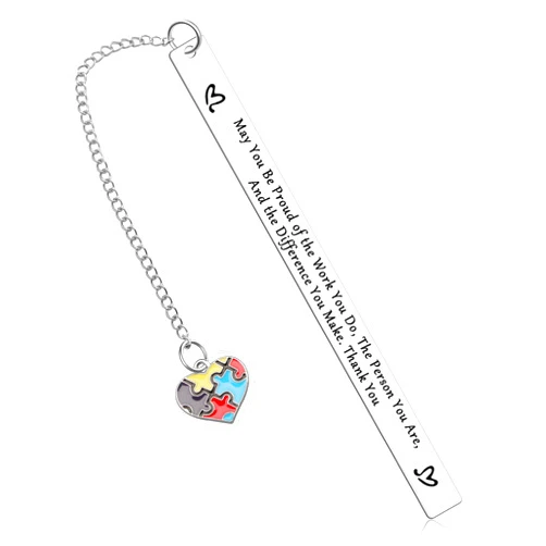 Vadaka Autism Awareness Gift Autism Mom Bookmarks Thank You Gift for Autism Teacher Mothers Day Present Autism Awareness Metal Bookmarks Book Lover Keepsake Christmas Birthday Book Club Present
