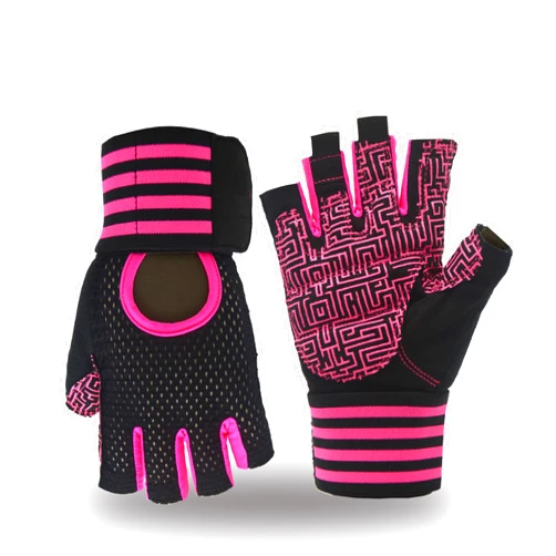 VMFTS Weightlifting Gloves Padded Workout Gloves with Wrist Wrap Support Gym Gloves for Women Girls Gym Exercise Fitness Training Lifting Dumbbell Pink