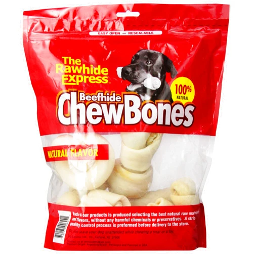 The Rawhide Express Natural 1-Pound Knotted Bones Dog Chew, Small