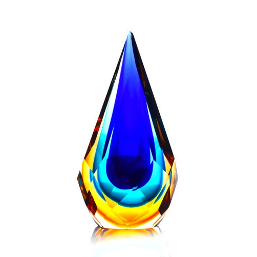 Yao Yuan Hand-Blown Glass Sculpture Glass Decor Murano-Style Glass Statue and Figurine Wonderful Gift, Blue and Green Color