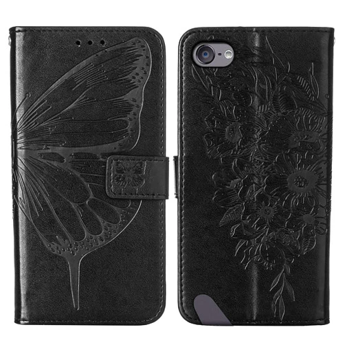 FAYYING iPod Touch 7 Case,iPod Touch 6 Case, FAYYING PU Leather Flip Wallet Case with Magnetic Closure Card Holder Kickstand Shockproof Protective Case for iPod Touch 5/6/7th Generation (Black)