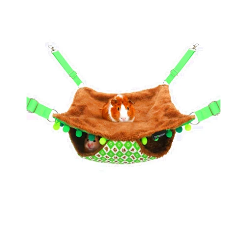 PiatMiat Warm Guinea Pig Hammock, Guinea Pig Hideout Bed with Long Fleece, Hamster Bedding, Ferret Hammock, Small Animal Hammock (Green)