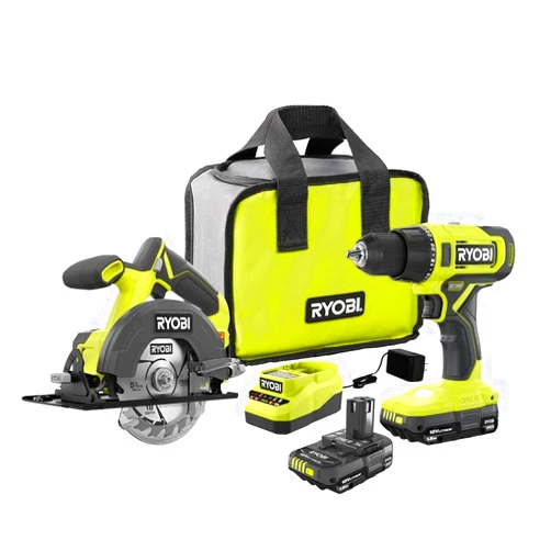 Generic RYOBI ONE+ 18V Cordless 2-Tool Combo Kit with Drill/Driver, Circular Saw, (2) 1.5 Ah Batteries, & Charger, (PCL1201K2)