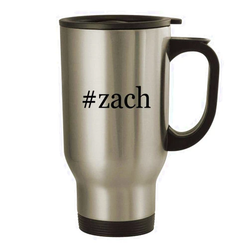 Knick Knack Gifts #zach - 14oz Stainless Steel Hashtag Travel Coffee Mug, Silver