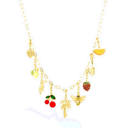 RR RAMBLING ROSE Rambling Rose 14K DIY Necklace,Beach by the Sea Gold Shell Pendant Necklaces Holiday Necklace Fruit Necklace For Women