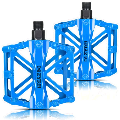 KEMIMOTO Mountain Bike Pedals MTB Bicycle Flat Pedals, 9/16'' CNC Aluminum Durable Sealed Bearings for Most Bikes BMX MTB Enduro Downhill Trail (Two Pack) (Blue)