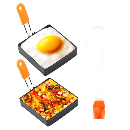 EJIUJIUO 4 Inch Suqare Egg Rings for Frying Eggs,2 Packs 4