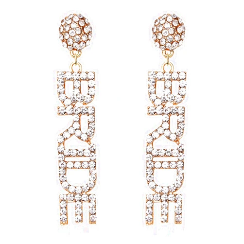 ELEARD Bride Earrings for Women Bachelorette Party Sparkling Rhinestone BRIDE Dangle Earrings Bridal Shower Party Favor Gifts for Bride