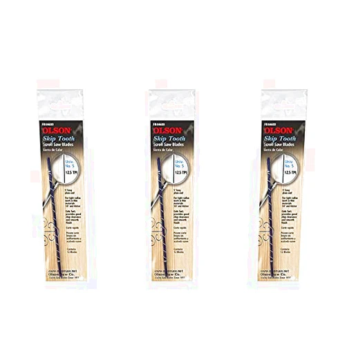 OLSON SAW FR44600 Skip Tooth 0.038 x 016-Inch 12.5 TPI Scroll Saw Blade (3)