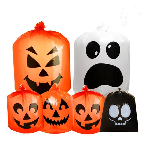JOYIN 6 Pcs Halloween Leaf Bags, Pumpkin Leaf Lawn Bags for Yard Fall Leaf Outdoor Decorations, Plastic Resuable Jack o' Lantern Trash Bag for Halloween Decor Party Favors, Party Supplies