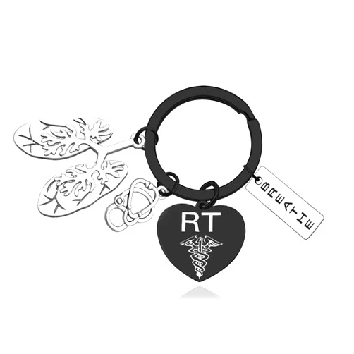 Baipilu RT Respiratory Therapist Keychain Gifts Respiratory Therapy Gifts Lung Breathe Lung Specialist Stethoscope Anatomical Keyring Father Day Nurse Day Respiratory Care Jewelry Gift for Doctor Nurse