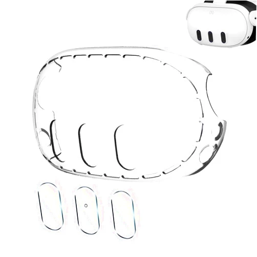 JHZWD Upgraded Lens Protector Cover for Meta Quest 3, Plastic Hard Protective Shell Cover for Oculus Quest 3, Accessories for Quest 3 - Frosted Clear
