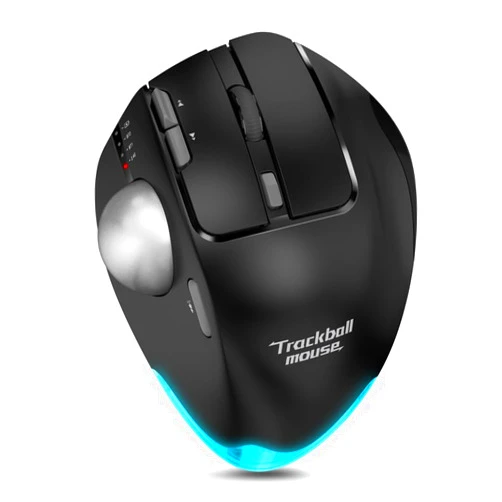 TKMARS Wireless Ergonomic Trackball Mouse, Rechargeable, Bluetooth Rollerball Mouse, 44mm Index Finger Trackball, 5 Adjustable DPI, Compatible with Computer PC, Laptop, Mac and Windows Black