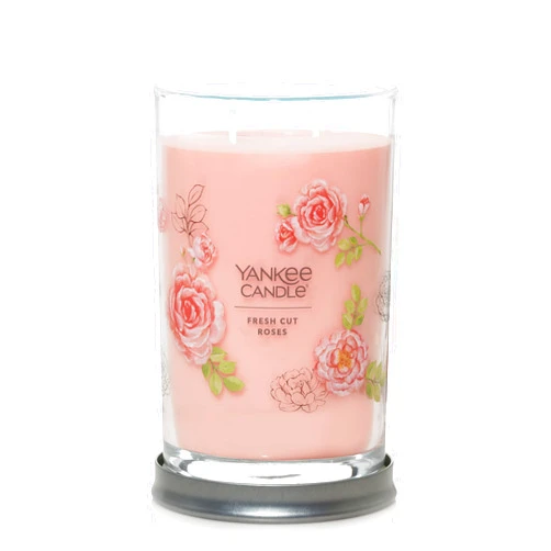 Yankee Candle Fresh Cut Roses Scented, Signature 20oz Large Tumbler 2-Wick Candle, Over 60 Hours of Burn Time