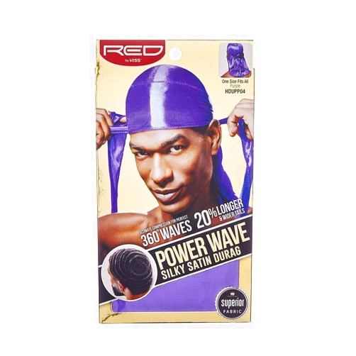 Red by Kiss KISS Red Power Wave Silky Satin Durag Extra Long Tails (Purple)