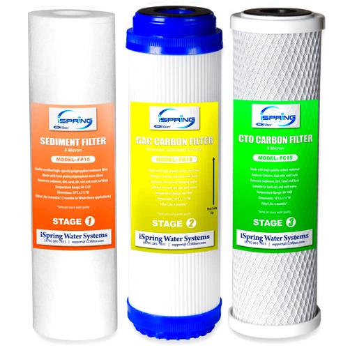 iSpring F3 6-Month Prefilter Replacement Supply Filter Cartridge Pack Set for Standard Reverse Osmosis RO Systems, F3 , White