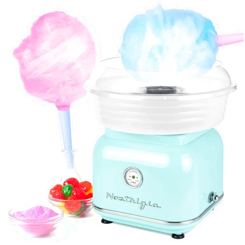 Nostalgia Classic Countertop Cotton Candy Machine, Manual, Retro Vintage Candy Maker Includes 2 Reusable Cones & Scoop, Aqua