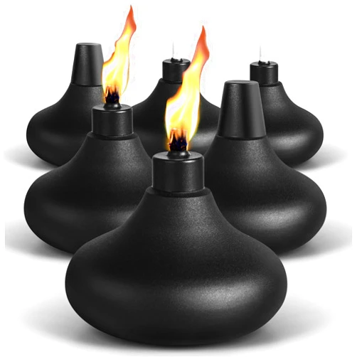FAN-Torches 6 Pack Metal Table Top Torches, 24.5oz Citronella Torches for Outside, Refillable Flame Light Torch, Decorative Tabletop Lantern for Yard, Patio, Deck, Garden, Party, Landscape