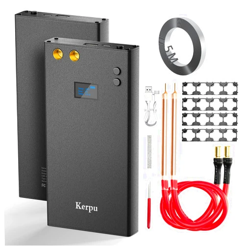 Kerpu Spot Welder,Kerpu Enhanced 0.2mm LCD 7500mAh Battery Spot Welder,Adjustable 80 Gears Battery Welder for 18650 Battery,4X4 Holder for Making Battery Packs,Type-C Intput Spot Welder with 5M Nickel Sheet