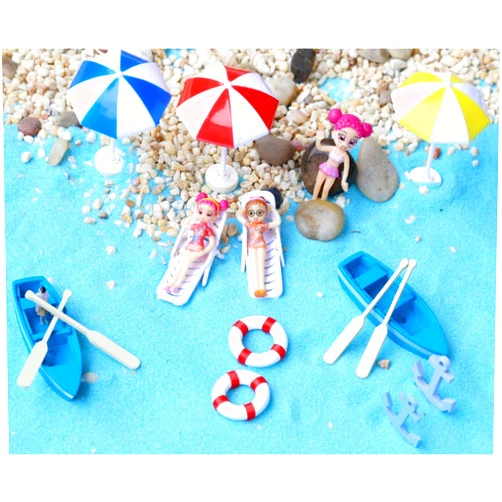 TATEELY 20 Pcs Fairy Garden Kits Figurines for Beach Miniatures Ornaments Fairies Gardens House Terrarium Kit Dollhouse Supplies DIY Outdoor Decorations Boat Ship Beach Chair Seascape