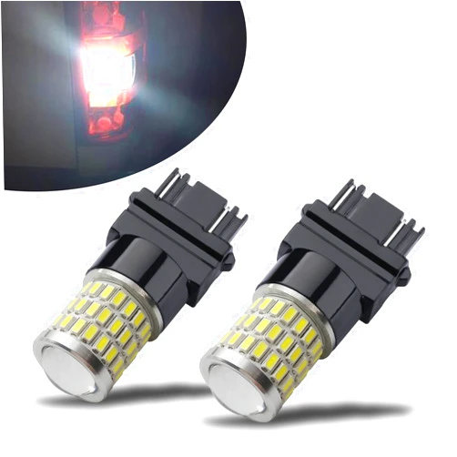 iBrightstar Newest 9-30V Super Bright Low Power 3157 4157 3057 3156 LED Bulbs with Projector Replacement for Back Up Reverse Lights and Tail Brake Parking Lights, Xenon White