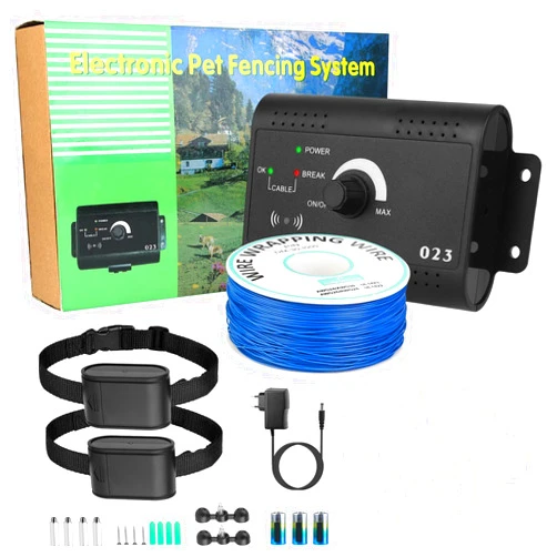 KOCASO Electric Dog Fence System, Covers up to 1.2 Acre, for Dogs Over 4 lb, 2 Ajustable Waterproof Collar with 984 Feet Wire,Suitable for Small, Medium, Large Dogs (Black 2) (with 2 Collars)